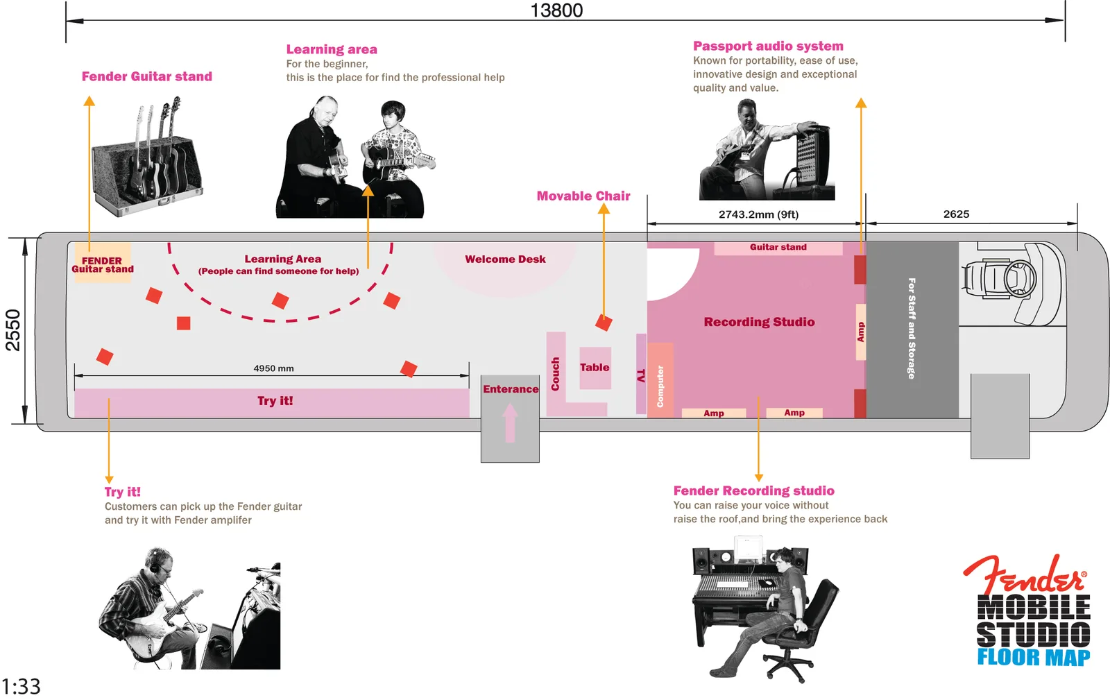 Fender Mobile studio proposal: Thought process-interior