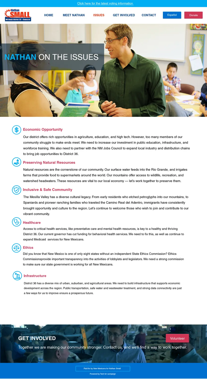 Representative Nathan Small website: Issue Nathan focus about
