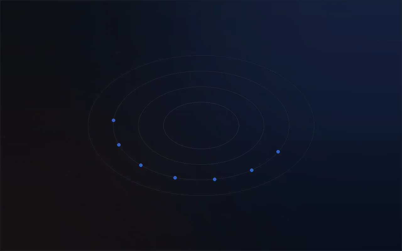 Abstract graphic of concentric rings and access points representing identity and access management.
